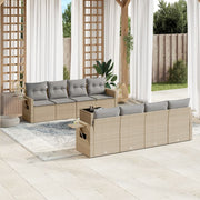 Loungeset 9-delig poly rattan beige