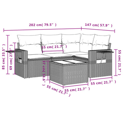 9-Delige Loungeset Met Kussens Poly Rattan Grijs