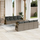 9-Delige Loungeset Met Kussens Poly Rattan Grijs