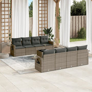 Loungeset 9-delig poly rattan grijs