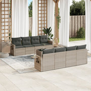 Loungeset 9-delig poly rattan lichtgrijs