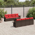 9-Piece Garden Sofa Set with Cushions, Brown Poly Rattan