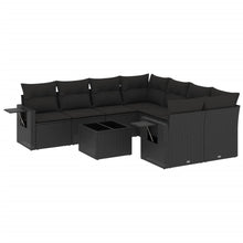 9-Delige Loungeset Met Kussens Poly Rattan Zwart