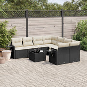 Loungeset 9-delig poly rattan zwart