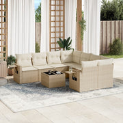 Loungeset 9-delig poly rattan beige