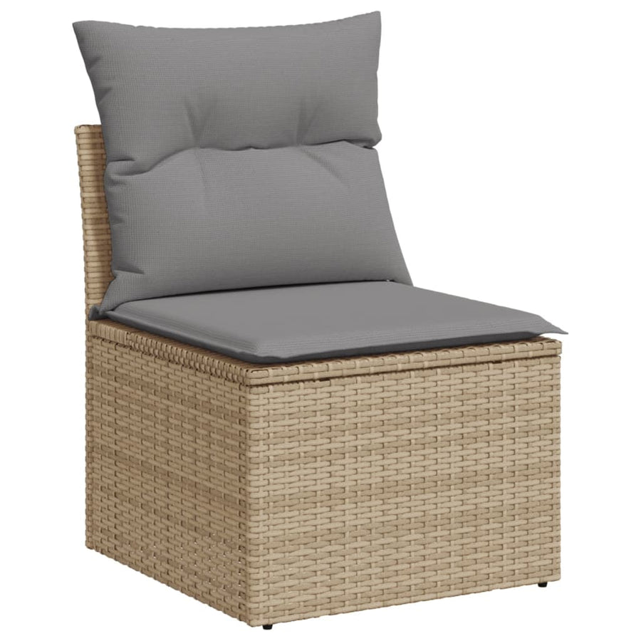 9-Delige Loungeset Met Kussens Poly Rattan Beige