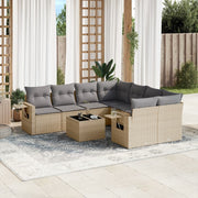 Loungeset 9-delig poly rattan beige