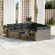 Loungeset 9-delig poly rattan grijs
