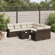 Loungeset 9-delig poly rattan bruin