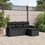 Loungeset 4-delig poly rattan zwart