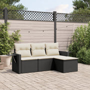 Loungeset 4-delig poly rattan zwart