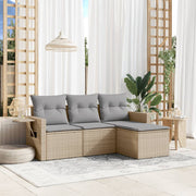 Loungeset 4-delig poly rattan beige