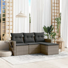 4-Delige Loungeset Met Kussens Poly Rattan Grijs