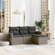 Loungeset 4-delig poly rattan grijs