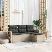 Loungeset 4-delig poly rattan lichtgrijs