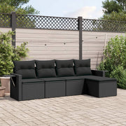 Loungeset 5-delig poly rattan zwart