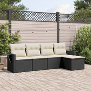 Loungeset 5-delig poly rattan zwart