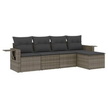 5-Delige Loungeset Met Kussens Poly Rattan Grijs
