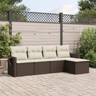 5-Delige Loungeset Met Kussens Poly Rattan Bruin