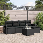 6-piece Lounge Set with cushions poly rattan black