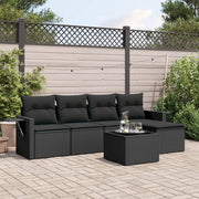 Loungeset 6-delig poly rattan zwart