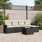 6-piece Lounge Set with cushions poly rattan black