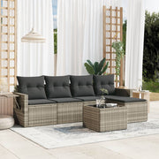 Loungeset 6-delig poly rattan lichtgrijs