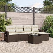 Loungeset 6-delig poly rattan bruin