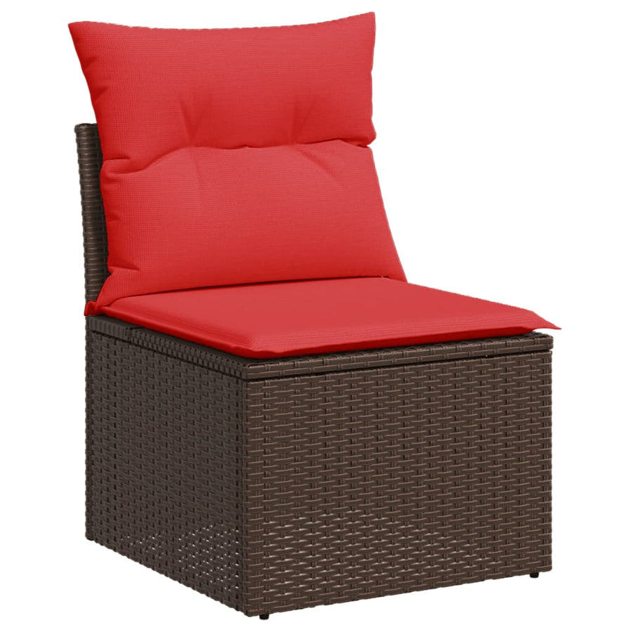 6-delige tuinbankset met kussens, bruin polyrotan