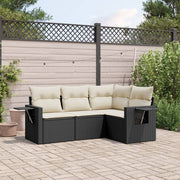 Loungeset 4-delig poly rattan zwart
