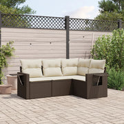 4-piece Loungeset with cushions poly rattan brown