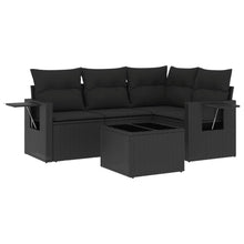 5-Delige Loungeset Met Kussens Poly Rattan Zwart