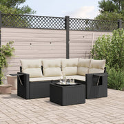 Loungeset 5-delig poly rattan zwart
