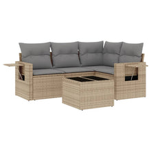 5-Delige Loungeset Met Kussens Poly Rattan Beige
