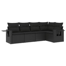 5-Delige Loungeset Met Kussens Poly Rattan Zwart
