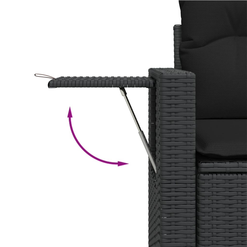5-Delige Loungeset Met Kussens Poly Rattan Zwart