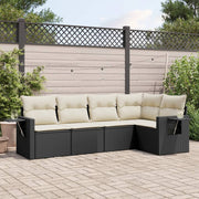 5-Piece Loungeset with Cushions Poly Rattan Black