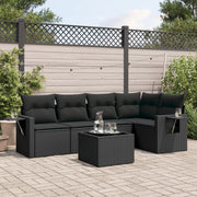 Loungeset 6-delig poly rattan zwart