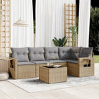 6-piece Lounge Set with cushions poly rattan beige