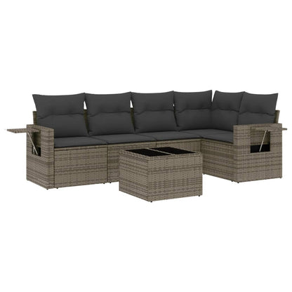 6-Delige Loungeset Met Kussens Poly Rattan Grijs