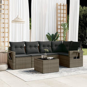 Loungeset 6-delig poly rattan grijs