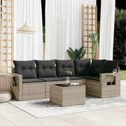Loungeset 6-delig poly rattan lichtgrijs