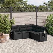5-Piece Loungeset with Cushions Poly Rattan Black