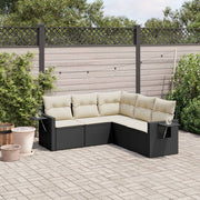 Loungeset 5-delig poly rattan zwart