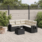 6-piece Lounge Set with cushions poly rattan black