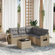 Loungeset 6-delig poly rattan beige