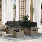 6-piece Lounge Set with Cushions Poly Rattan Grey