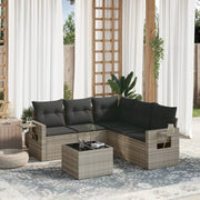 Loungeset 6-delig poly rattan lichtgrijs