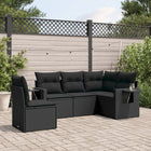 5-Piece Loungeset with Cushions Poly Rattan Black