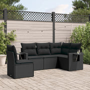 Loungeset poly rattan 5-delig zwart